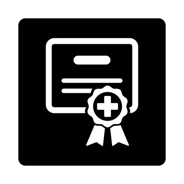 Certificado médico Botón plano — Vector de stock