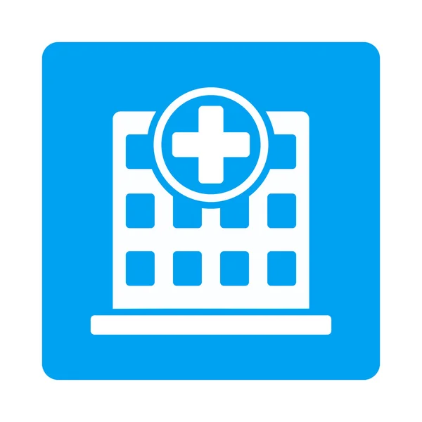 Clinic Building Flat Button — Stock Vector