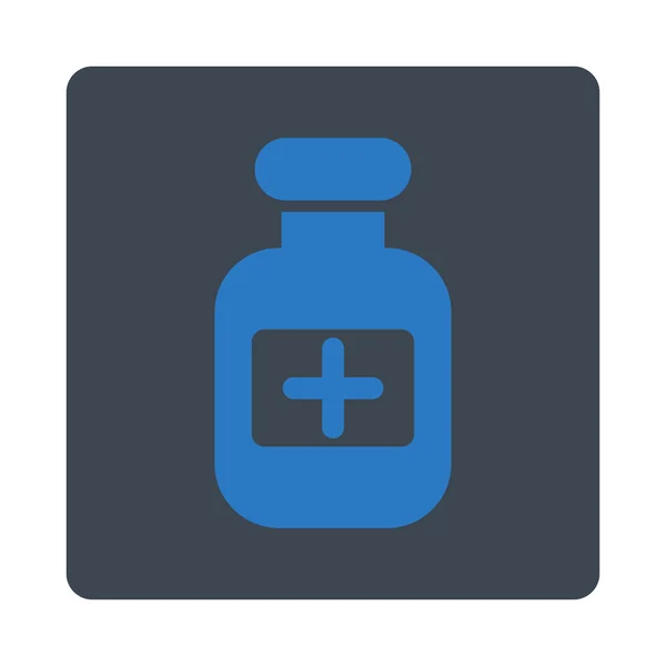 Pharmacy Bottle Flat Button — Stock Vector