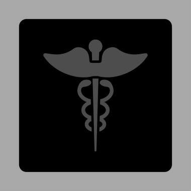 Caduceus yuvarlak kare düğme