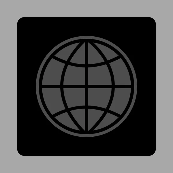 Buton pătrat rotund la nivel mondial — Vector de stoc