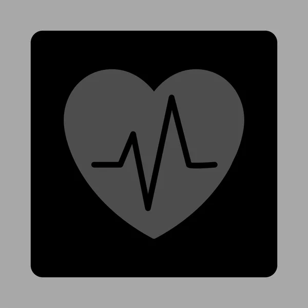 Corazón Ekg redondeado botón cuadrado — Vector de stock