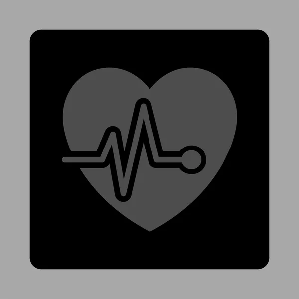 Corazón ECG redondeado botón cuadrado — Vector de stock