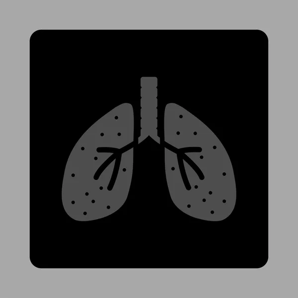 Akciğerler yuvarlak kare düğme — Stok Vektör