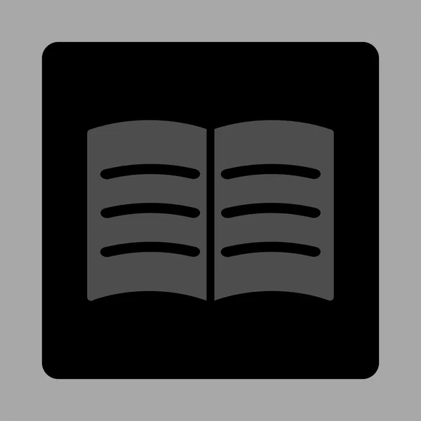 Livre ouvert rond bouton carré — Image vectorielle