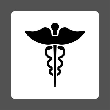 Caduceus yuvarlak kare düğme