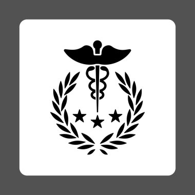 Caduceus Logosu Yuvarlak Kare Düğmesi