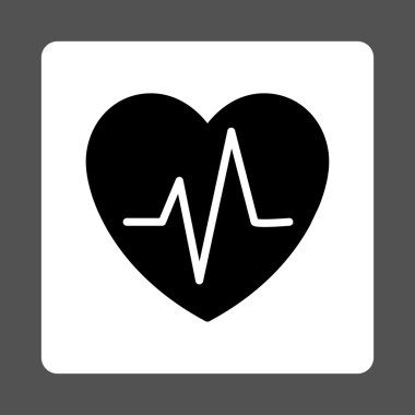 Kalp Ekg Yuvarlak Kare Düğmesi
