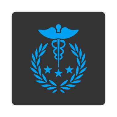 Caduceus Logosu Yuvarlak Kare Düğmesi