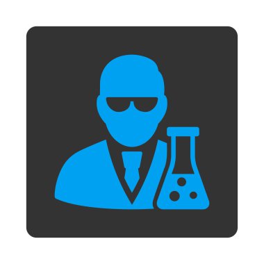 Bilim adamı şişesi ile yuvarlak kare düğme