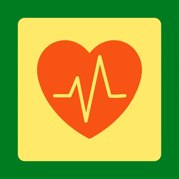 Corazón Ekg redondeado botón cuadrado — Vector de stock