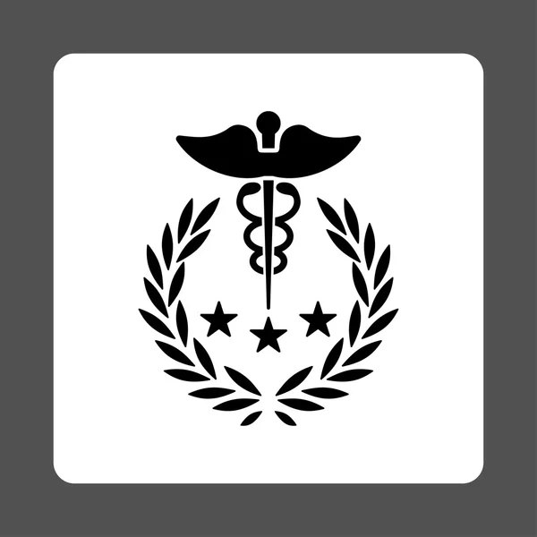 Pulsante quadrato arrotondato logo Caduceus — Vettoriale Stock