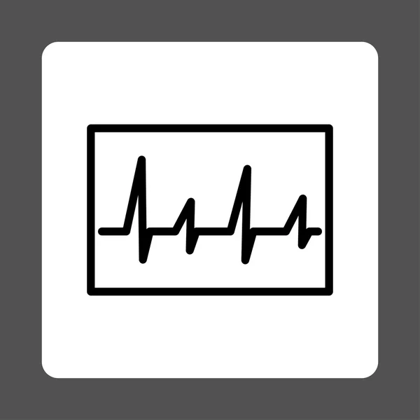 Bouton carré arrondi cardiogramme — Image vectorielle