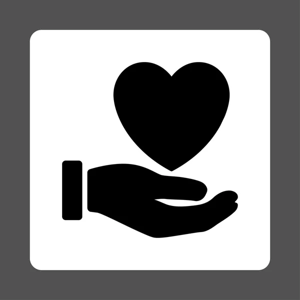 Coração caridade arredondado botão quadrado — Vetor de Stock