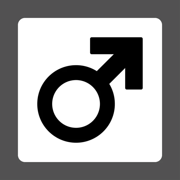 Mannelijke symbool afgerond vierkante knop — Stockvector