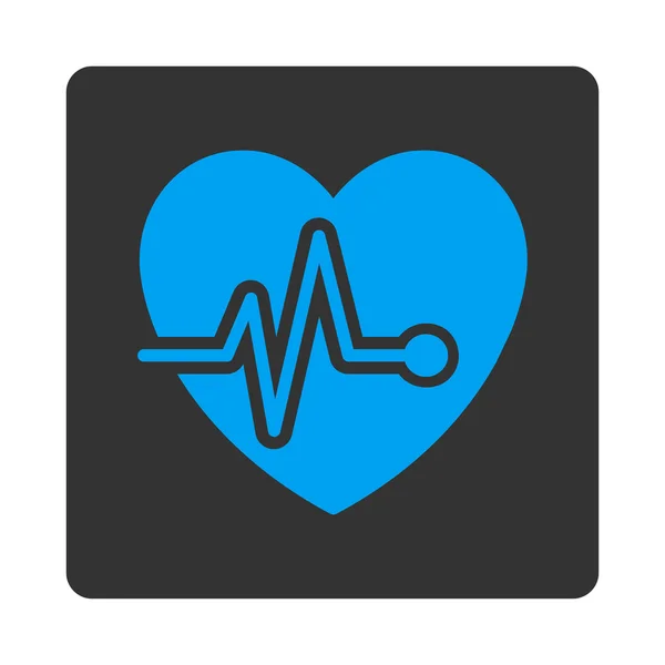 Hart Ecg afgerond vierkante knop — Stockvector