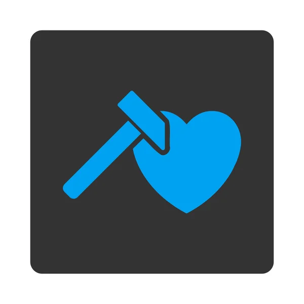 Coeur marteau rond bouton carré — Image vectorielle