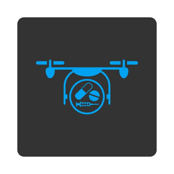 Medicação Drone arredondado botão quadrado — Vetor de Stock