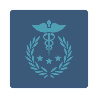 Caduceus Logosu Yuvarlak Kare Düğmesi