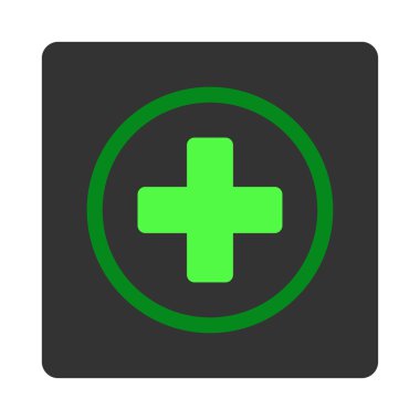 Daire içinde artı düz düğme