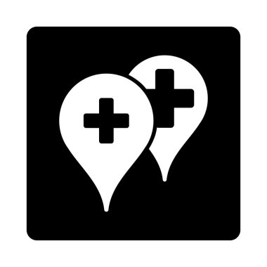 Tıbbi harita işaretleri düz düğme