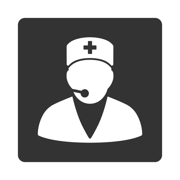 Medical Operator Flat Button — Stock Vector