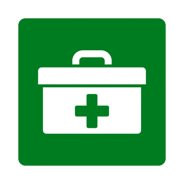 First Aid Toolbox Flat Button — Stock Vector