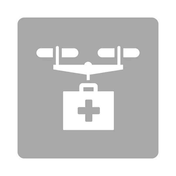 Gyógyszert levegő Drone szállítási lapos gomb — Stock Vector