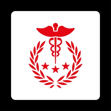 Caduceus Logosu Yuvarlak Kare Düğmesi