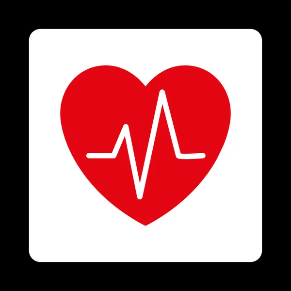 Heart Ekg Rounded Square Button — Stock Vector