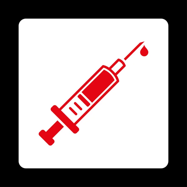 Bouton carré arrondi de vaccination — Image vectorielle