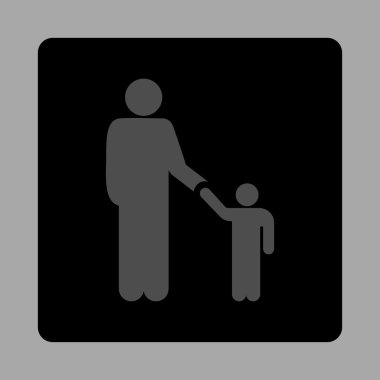 Oğlu Olan Baba Yuvarlak Kare Düğmesi