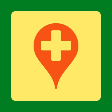 Tıbbi harita işareti kare düğme yuvarlak
