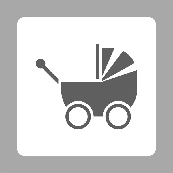 Baby Carriage Rounded Square Button — Stock Vector