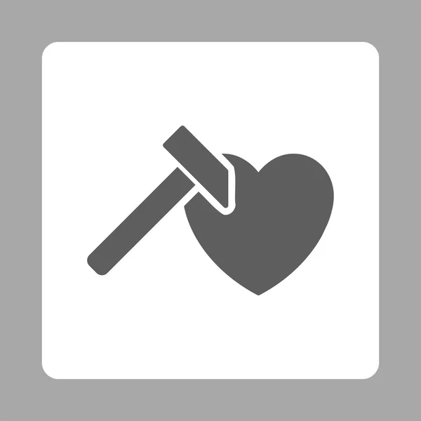 Heart Hammer Rounded Square Button — Stock Vector