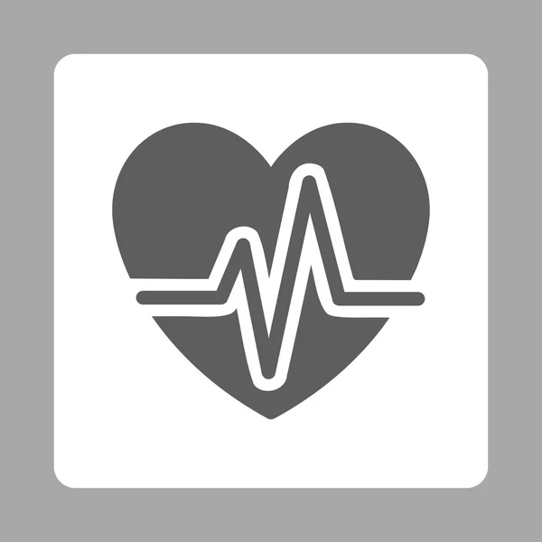 Diagrama del corazón redondeado Botón cuadrado — Vector de stock