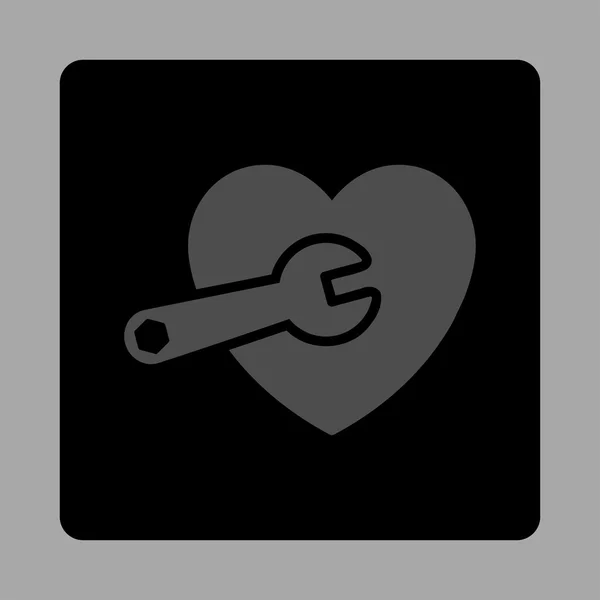 Traitement cardiaque arrondi bouton carré — Image vectorielle