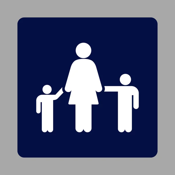 Moeder en kinderen Afgeronde vierkante knop — Stockvector