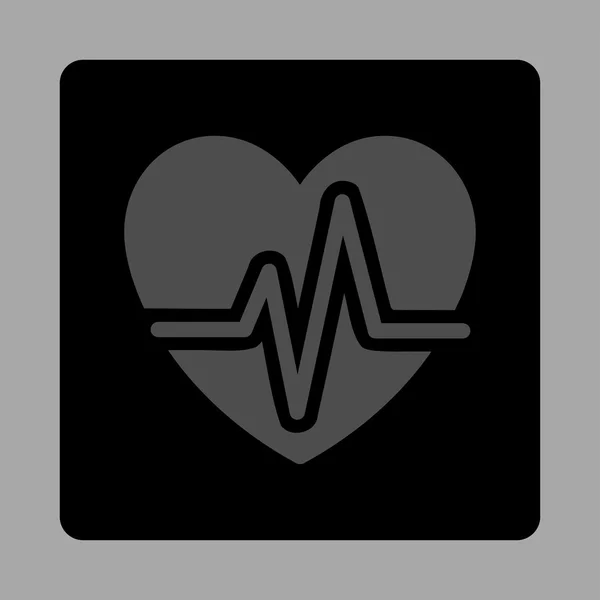 Diagrama del corazón redondeado Botón cuadrado — Vector de stock