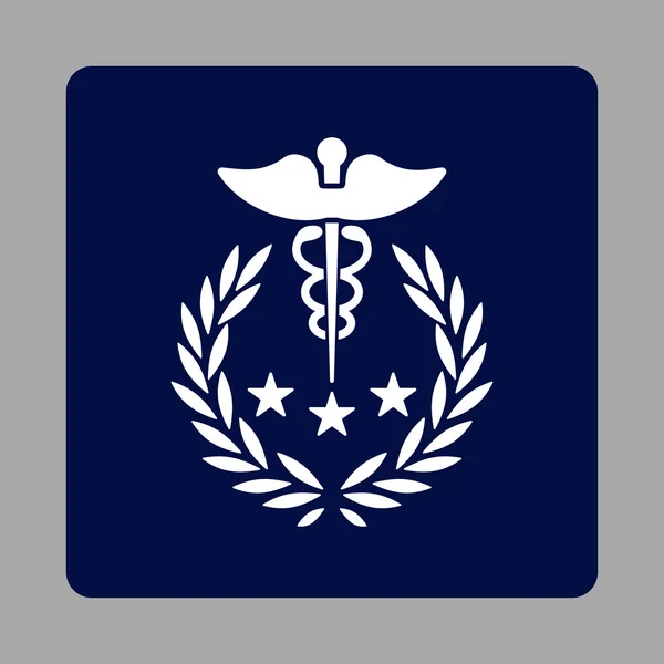 Pulsante quadrato arrotondato logo Caduceus — Vettoriale Stock