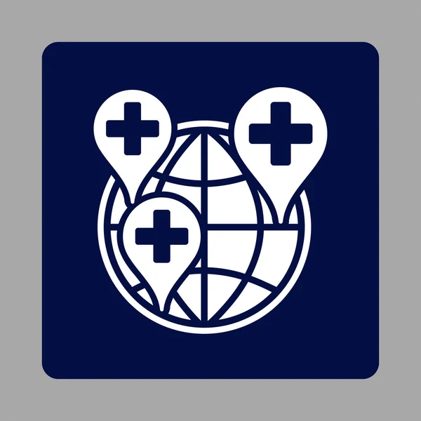글로벌 병원 회사 둥근 사각형 버튼 — 스톡 벡터