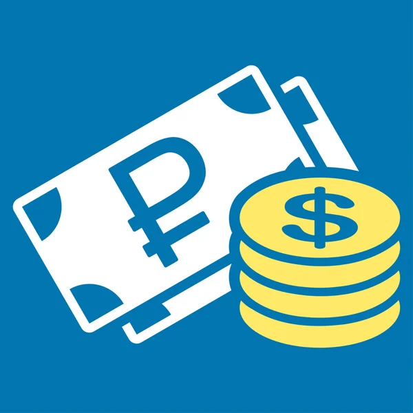 Rublo e dollaro Cash Icon — Vettoriale Stock