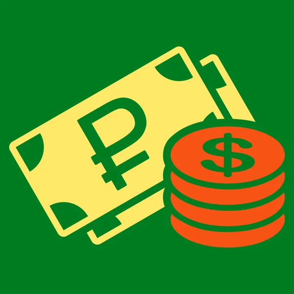 Rublo e dollaro Cash Icon — Vettoriale Stock