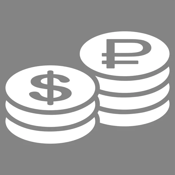 Rouble And Dollar Coins Icon — Stock Vector