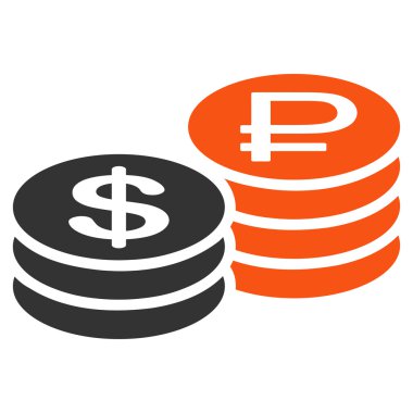 Rublesi ve dolar sikke simge