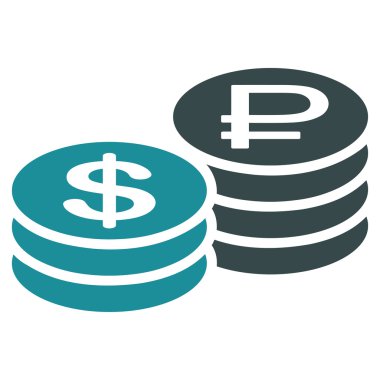 Rublesi ve dolar sikke simge