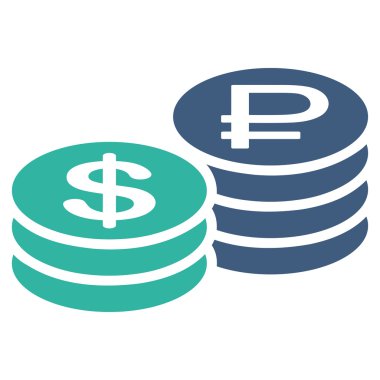 Rublesi ve dolar sikke simge