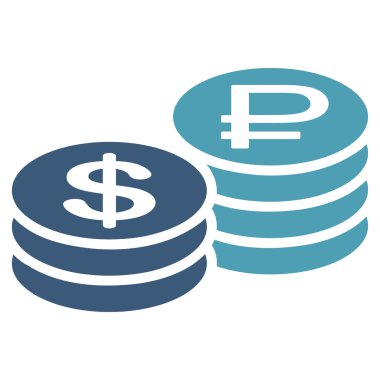 Rublesi ve dolar sikke simge