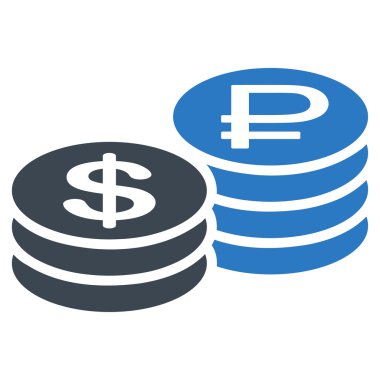 Rublesi ve dolar sikke simge