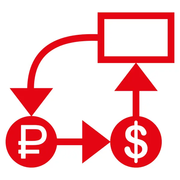 Ícone de esquema de rublo e dólar —  Vetores de Stock
